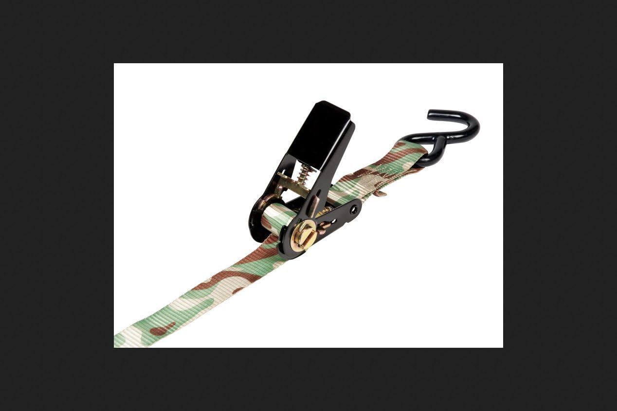 Progrip 309570 Outdoor Series Hunting and Camping Tie Down with Camo Strap: Ratchet with S-Hook, 9' x 1" (Pack of 4), Black