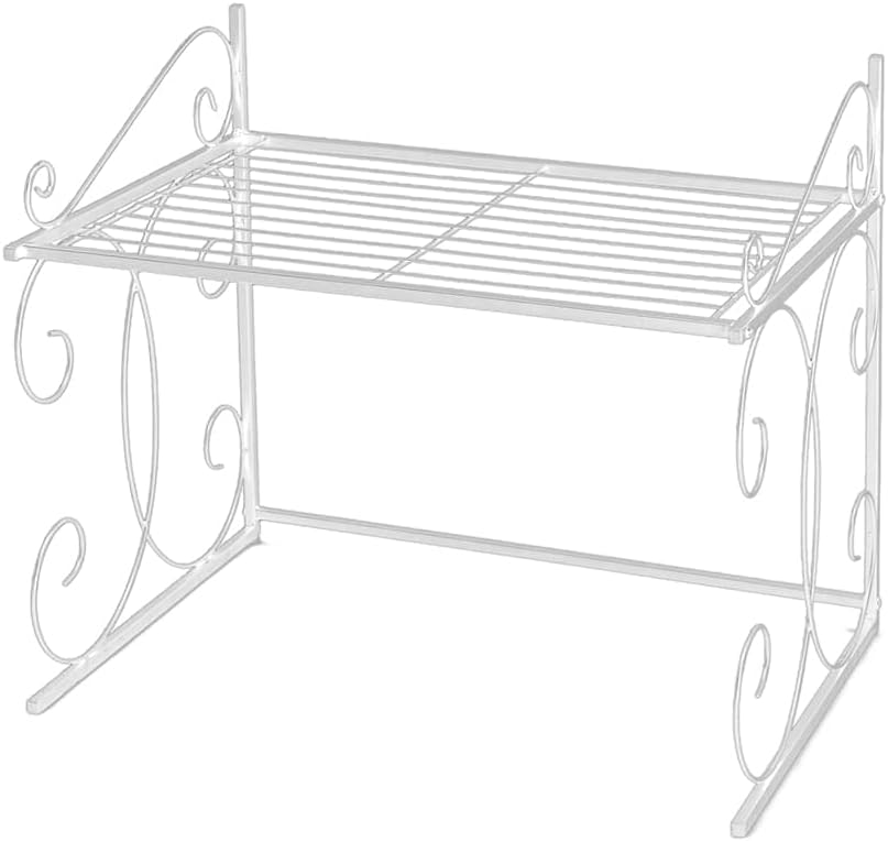 White Metal Freestanding Over-the-Microwave Shelf Organizer