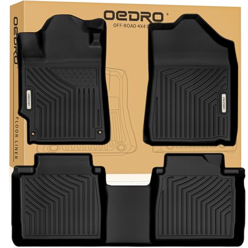 OEDRO Floor Mats Fit for Toyota Camry 2011-2007, Custom Fit Front & 2nd Row Floor Liner Set, TPE All Weather Protection Camry Car Mats, Black