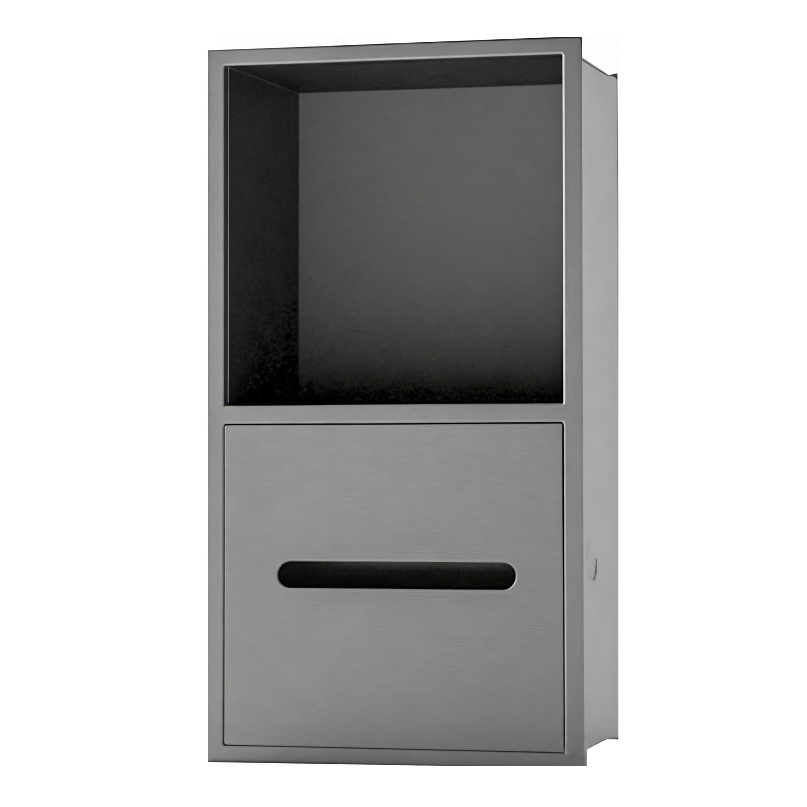 Dispensador de Toallas de Papel Empotrado, Dispensador Papel Secamanos de Acero Inoxidable 304 con Plataforma de Almacenamiento para Uso Comercial y Doméstico(Gray)