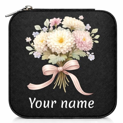 Image of Jewellery Storage Box for Women | Aesthetic Girl Print Jewellery Organizer with Zipper | Travel Jewellery Case for Rings, Earrings & Necklace (Blush Ribbon Florals)