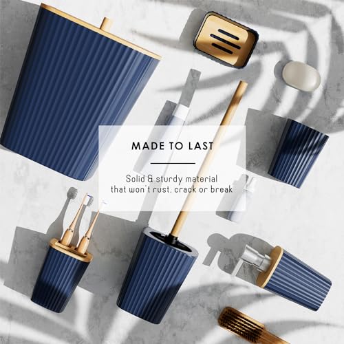 Clara Clark Bathroom Set - Navy Blue Bathroom Accessories Set, 6PC Bathroom Accessory Set, Bathroom Sets with Toilet Brush, Trash Can & Soap Dispenser - Image 5