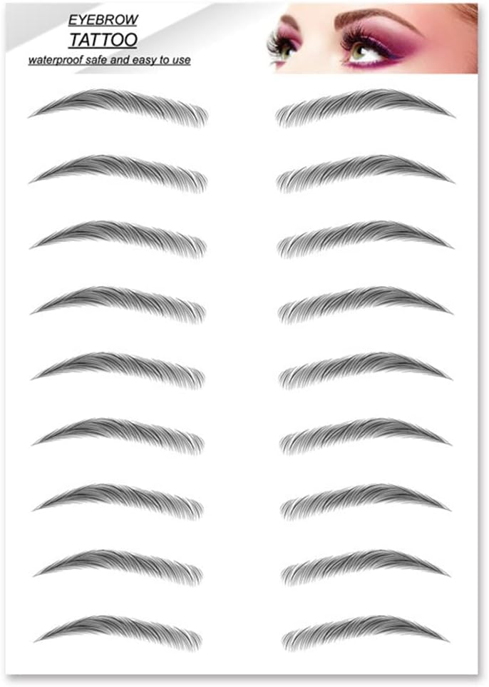S.A.V.I 9 Pairs 6D Natural Look Eyebrow, Black Color Long Lasting Upto 4 Days, Waterproof Eyebrow Temporary Tattoo Sticker - 1 Sheet