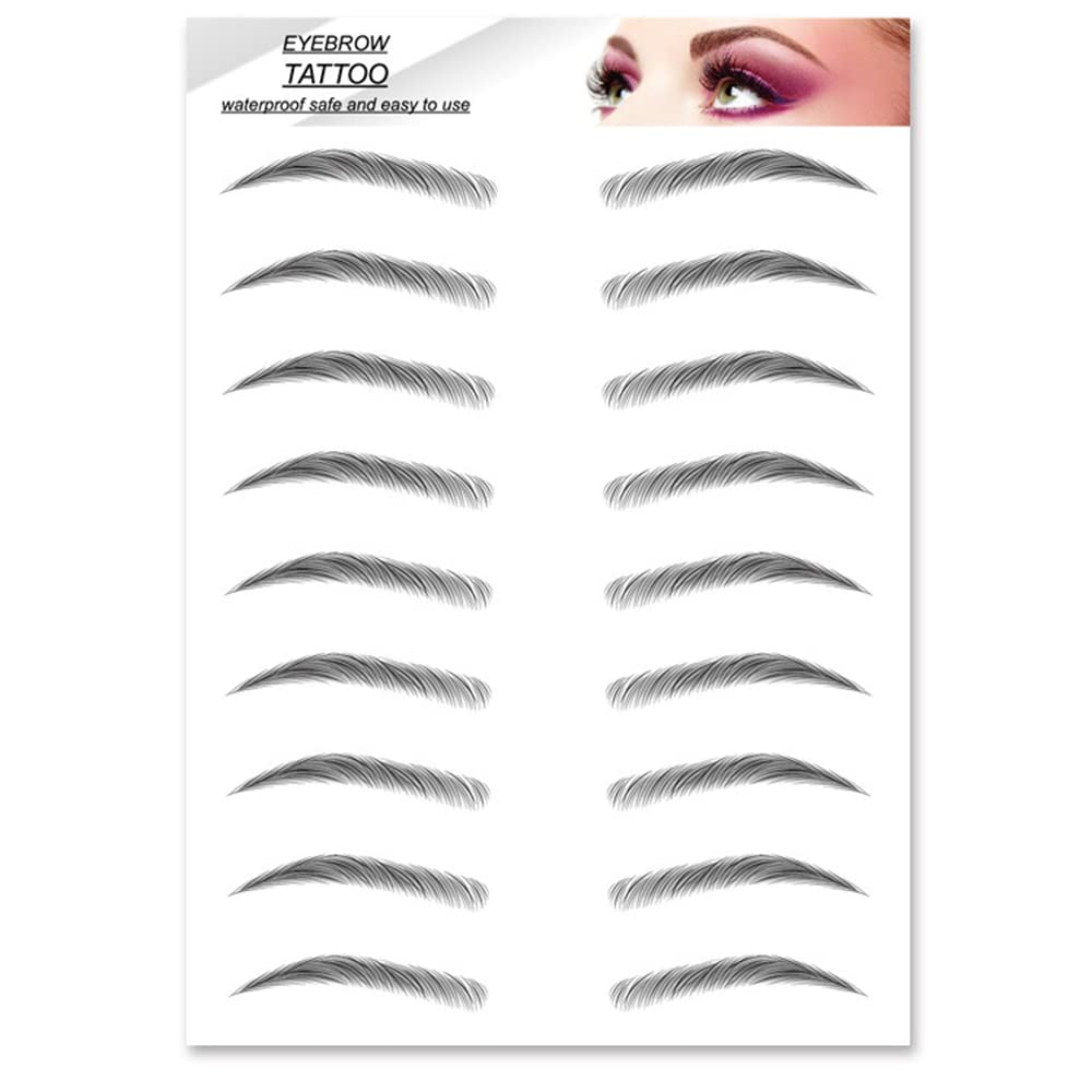 9 Pairs 6D Natural Look Eyebrow, Black Color Long Lasting Upto 4 Days, Waterproof Eyebrow Temporary Tattoo Sticker - 1 Sheet