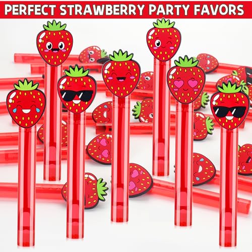 24Pcs Strawberry Bubble Wands for Berry First Party Favors Supplies Decorations, Strawberry Pinata Goodie Bag Stuffers & Classroom Prizes3