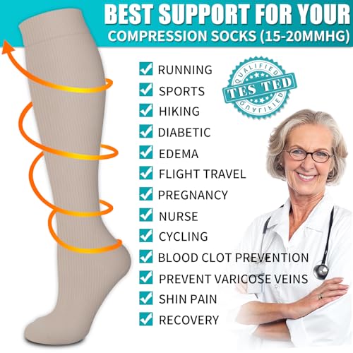 Image of Copper Compression Socks for Women & Men (6 pairs) - Best Support for Nurses, Running, Hiking, Recovery