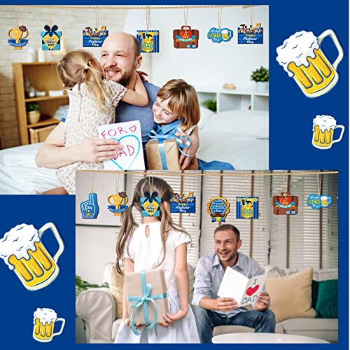 36 Pieces Father's Day Decorations Wooden Hanging Ornaments For Tree Birthday Party Hanging Ornaments Father's Day Ornaments Retro Wooden Decorations For Tree Decor Holiday #TOP4