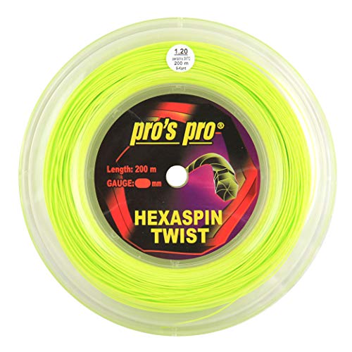 P3 International Pros Pro Hexaspin Twist Cordaje de Tenis - 200m Rollo - 1.20mm - Lima