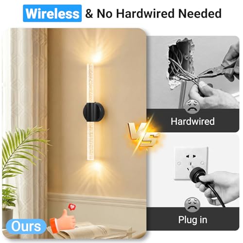 Image of VerRon Peel and Stick Rechargeable Magnetic Wireless Wall Sconces Set of 2