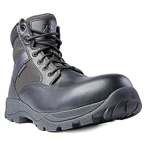 Men’s Tactical Waterproof Composite Toe Boots Max Pro Mid 6” with Zipper - Oil & Slip Resistant Black Leather Boots