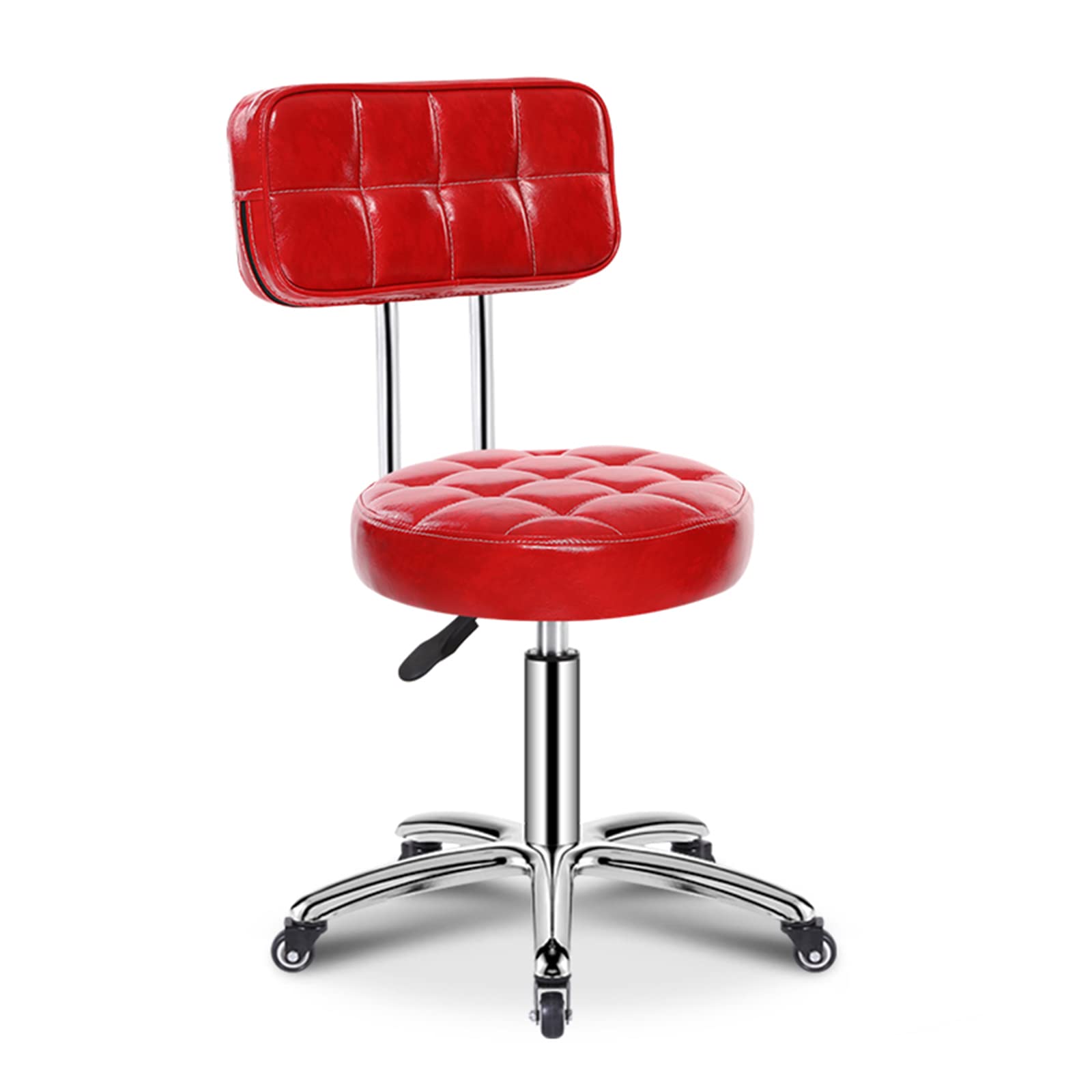 Sgabello Da Lavoro Girevole Con Schienale - Per Estetiste, Ambulatori, Ufficio | Eco Pelle