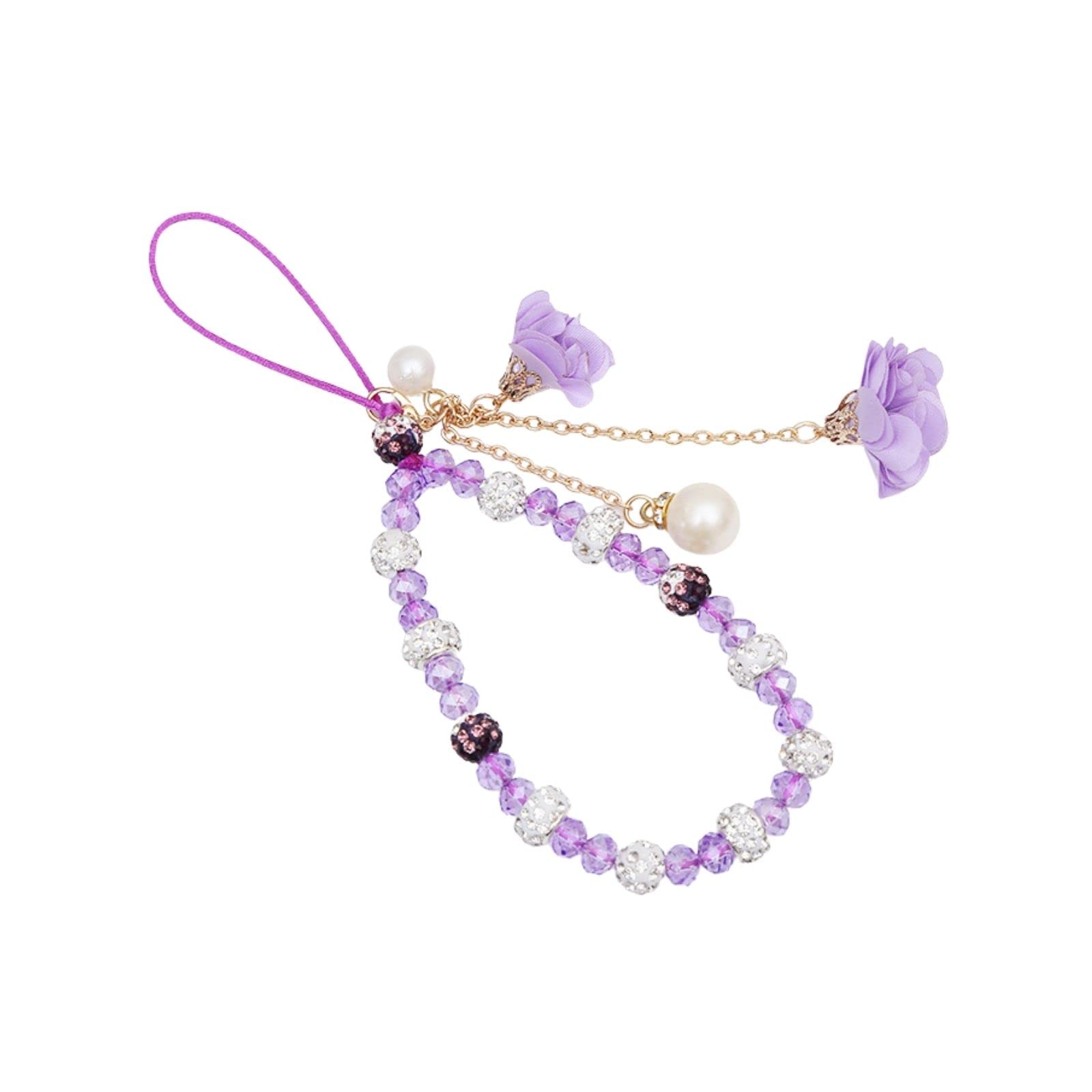 Fuqimanman2020 1-2 pieces of crystal flower mobile phone strap with female decorative pendant, cute car keychain