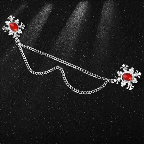 Image of 2PCS Long Chain Brooch Crystal Tassel Brooch Pin Gem Brooch Fashion Scarf Tie Pins for Women Men Wedding