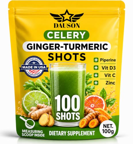 Image of Celery Shots Boosted with Ginger, Turmeric, Piperine & Prebiotics Shots | Wellness Herbal Supplement for Detox, Immunity Boost & Digestive Support | 100 Servings