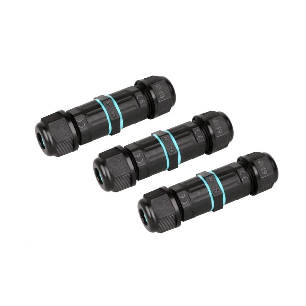 StoneMaxi IP68 Waterproof Junction Box Outdoor Cable Connector, 3 Pin Connectors for Outside Cables, 2-Way Wire Extension Electrical Cable Protector for Cable Diameter Ø 4mm-8mm (3 Packs - 3 Pin)
