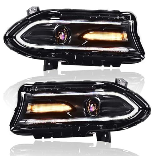PIT66 Headlight Assembly Compatible with Dodge Charger 2015 2016 2017 2018 2019 2020 2021 Halogen Headlamp Pair Left Driver Side And Right Passenger Side 68214397AB