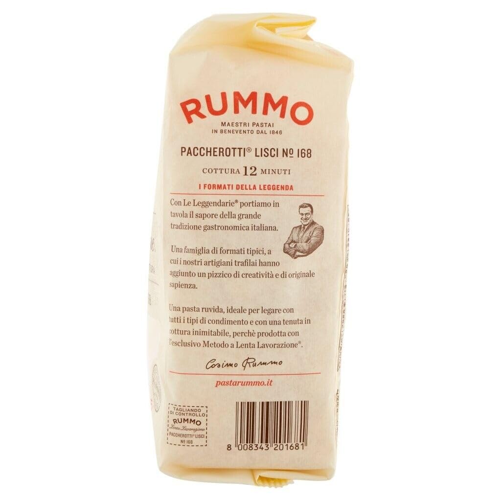 12er-Pack Rummo Pasta Paccherotti Lisci N°168,Italienische Nudeln aus Hartweizengrieß,Italienische Pasta 500g