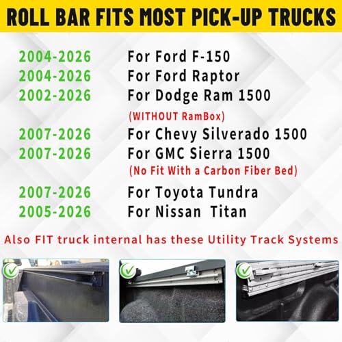Image of MONOKING Full Size Roll Bar for Truck Retractable Tonneau Cover Adjustable 60 inch-63 inchW for F150 F250 F350 Silverado Sierra Ram 1500 Tundra Titan 2007-2026,Sport Bar with Brake Light for Off Road Camping