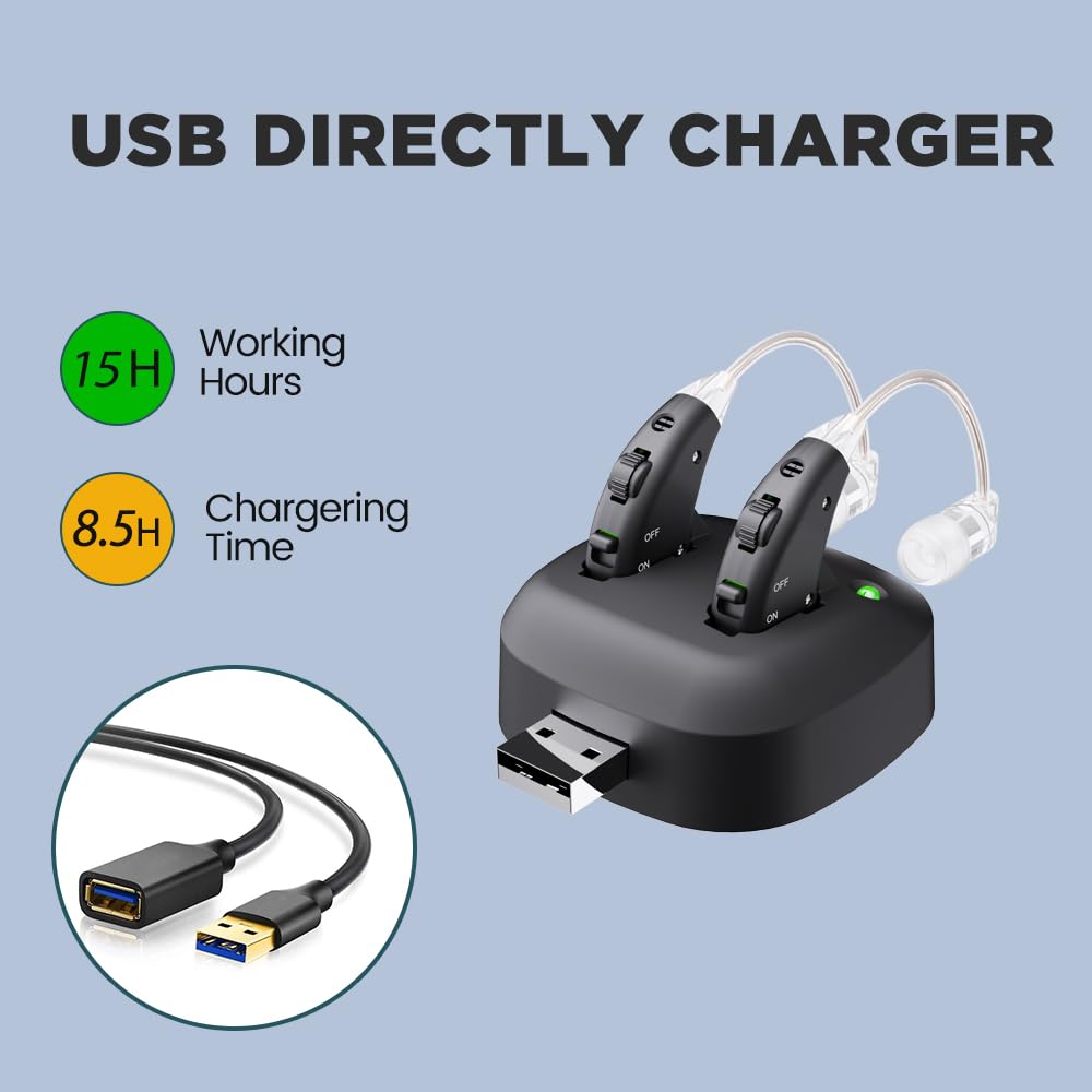 JINGHAO Amplificateur De Son, Paire d'amplificateurs sonores personnels rechargeables pour contours, Noir