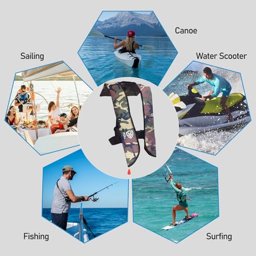 Image of Manual Inflatable Life Jacket for Adults| Supports up to 330 lbs