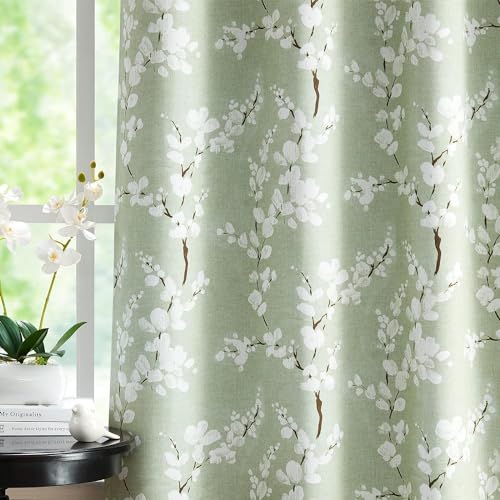 Image of BFAM Floral Print 100% Blackout Curtain with Black Linning at Back, Floral Print Curtains for Living Room /Bedroom Thermal Insulated Energey Saving Blossom Curtain, Pack of 1 Curtain