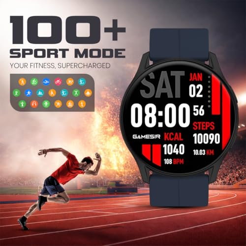 Image of GameSir Evo Vista Smartwatch, 1.39 inch HD Round Display, Bluetooth Calling, Heart Rate & SPO₂, 100+ Sports Modes, IP67, Long Battery Life for Men & Women (Magnatic Dark Blue)
