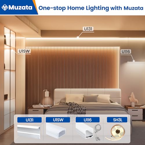 Image of Muzata 20Pack 3.3FT /1M LED Channel Aluminum U Shape Silver LED Strip Diffuser Channel with Milky White Cover Easy Installation U1SW WW 1M