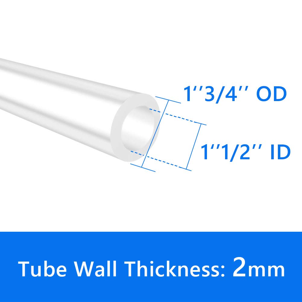 Quickun Tubo de silicona pura, diámetro interior de 1-1/2 pulgadas x 1-3/4 pulgadas OD tubo de alta temperatura de grado alimenticio tubo de silicona pura para elaboración casera, línea de cerveza
