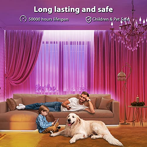 Hyrion 60Ft Music Sync Led Lights For Bedroom, Bluetooth Color Changing Rgb Led Lights, Wireless Led Strip Lights For Home Decoration #TOP4