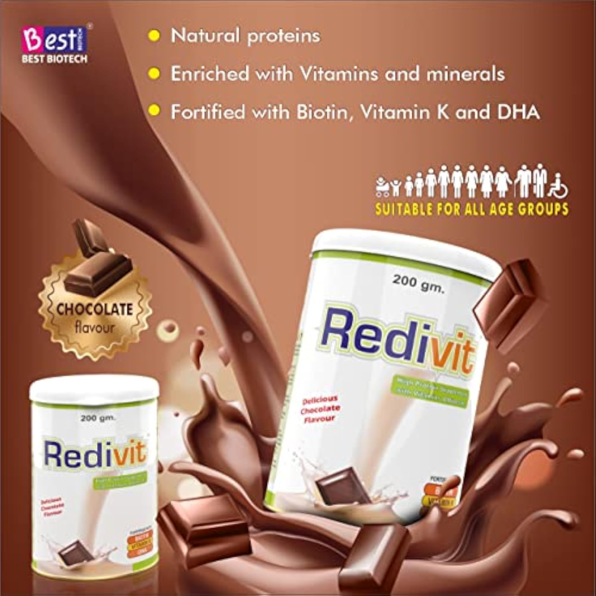 Redivit Powder Chocolate Supplement Pack of 2