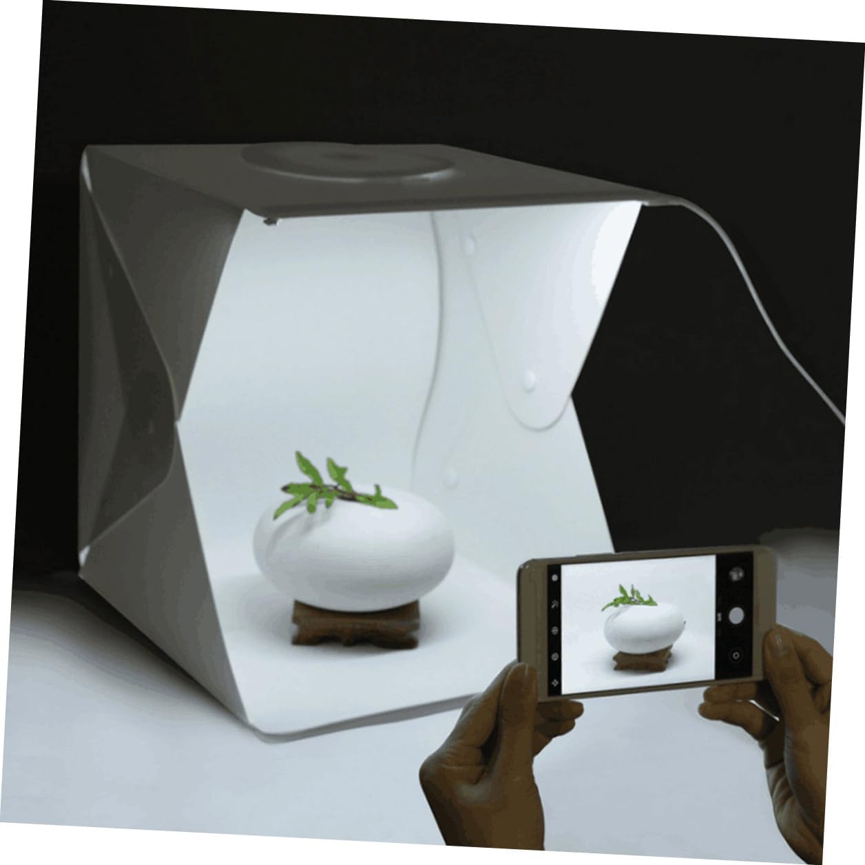 Veemoon Portable Photography Light Box Kit with 30cm Mini Soft LED Light Tent, Dual Color Backdrops (Black White) for Product Photography and Studio Lighting