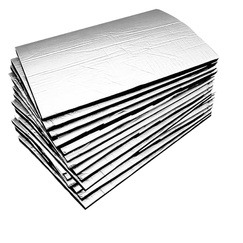 YiTePeDo Isolamento in alluminio butilico per auto, 15 tappetini isolanti autoadesivi, 250 x 180 x 5 mm, isolamento acustico e protezione dal calore per veicoli, pannelli in alluminio butilico