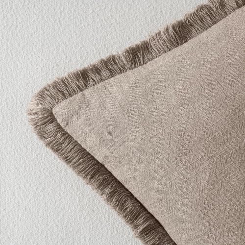 Image of MIULEE Linen Fringe Decorative Fall Lumbar Throw Pillow Covers Dune 12x20