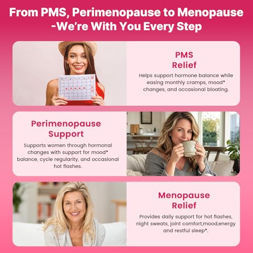 Menopause Supplements for Women - Menopause, Perimenopause & PMS Relief Gummies, Hormone Balance with DIM, Black Cohosh, B6 | Supports Hot Flashes, Night Sweats & Mood Balance | Sugar-Free, 120 Count — view 3