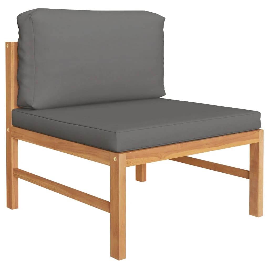 Set di 2 mobili da giardino in legno di teak, cuscini grigio scuro, resistenti alle intemperie, mobili da terrazza, divano da esterno per balcone, giardino