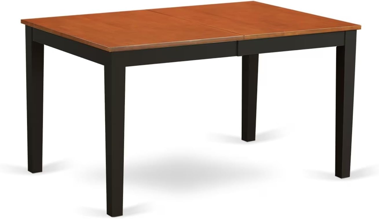 East West Furniture NIAN6-BCH-C 6 Piece Dining Room Set Contains a Rectangle Kitchen Table with Butterfly Leaf and 4 Linen Fabric Dining Chairs with a Bench, 36x66 Inch, Black & Cherry