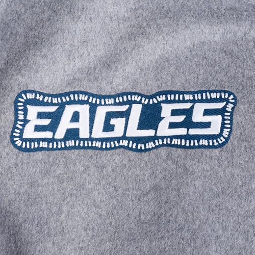 Pro Standard Mens NFL Philadelphia Eagles DIY Pick Stitch Varsity Jacket Heather Grey/White/Black L - Image 6