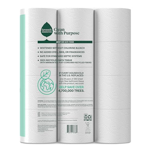 Seventh Generation Toilet Paper White Bathroom Tissue 2-ply 100% Recycled Paper without Chlorine Bleach 24 count, Pack of 2 - Image 3