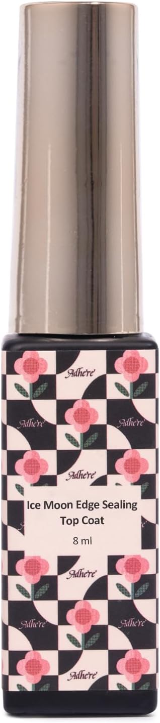 ADHERE Ice Moon Crystal Liner Top Coat for Edge Sealing, No Wipe Top Coat with Built-in Precision Liner Nail Art Brush, Thin Brush Top Coat for Nail Chrome Powder and Gel Polish