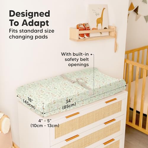 Image of 2-Pack Organic Changing Pad Covers for Girl, Boy, Neutral - 100% Cotton Changing Table Pad Cover, Soft Baby Nursery Diaper Changing Pad Sheets, Contour Changing Pads Liners, Change Pad Cover (Foxtrot)
