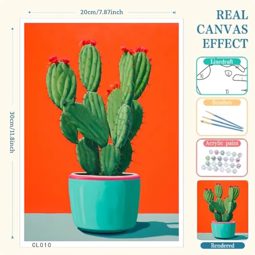 F.NIMAGOP 6 Packs Colorful Cactus Paint by Numbers Kit for Adults,DIY Watercolor Oil Painting by Number,Cactus Adults Paint by Numbers Kit on Canvas Without Frame for Home Wall Decor 7.8x11.8inch by F.NIMAGOP - Used condition - Image 9