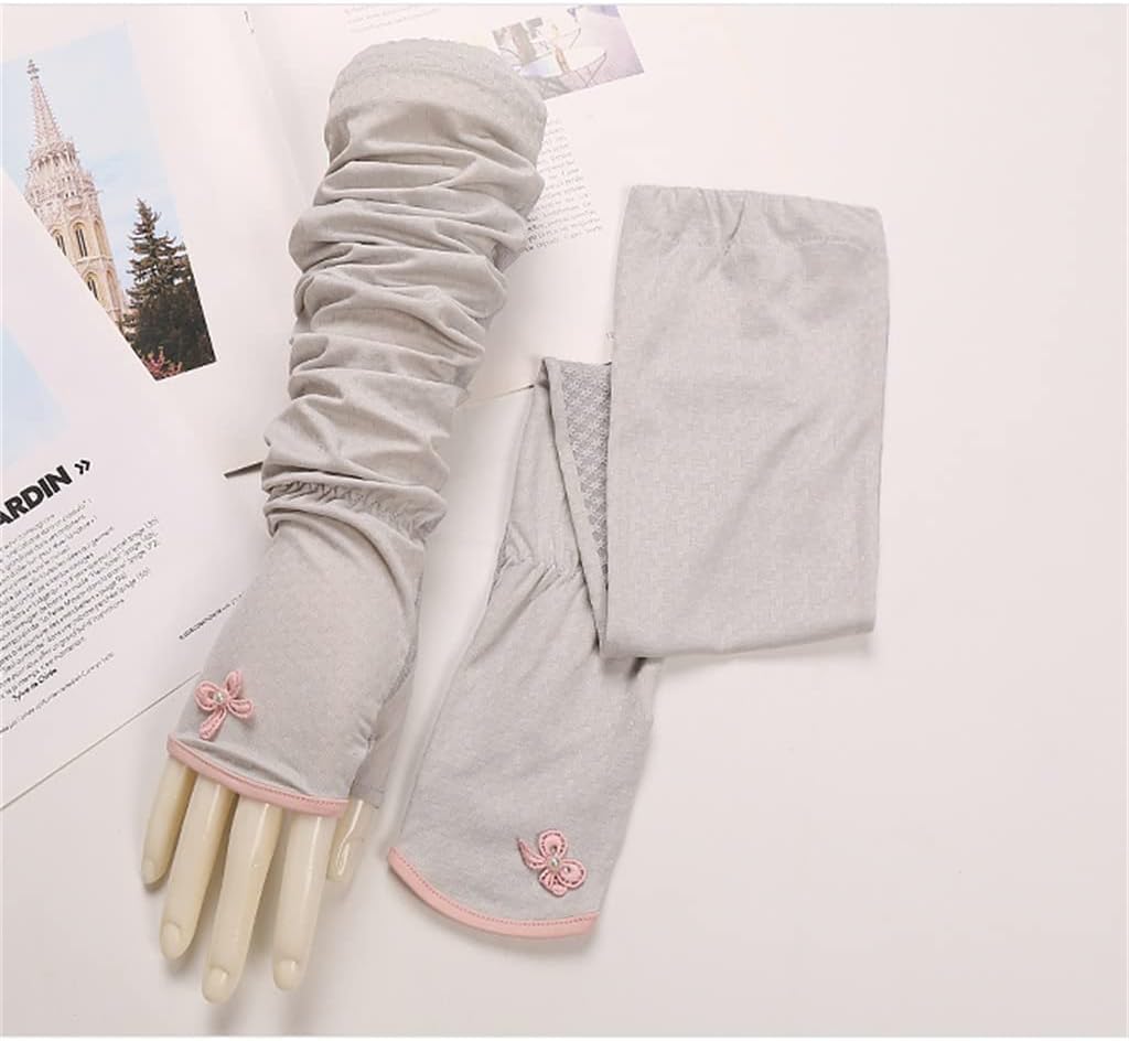 HBJWOV Women's Mid-Length Sleeves Lace Driving Gloves Ice Silk Sleeves Arm Sleeves Sleeves(D)