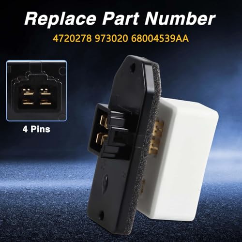 Image of HVAC Fan Blower Motor Resistor with Connector Wire Harness Compatible with Dodge Ram 1500 2500 3500 Pickup Jeep Grand Cherokee Replace #: 4720278 973020 68004241AA 6800459AA