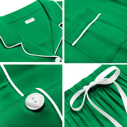 Image of SWOMOG Womens Button Down Pajamas Set Short Sleeve Sleepwear Bride Soft Pj Lounge Sets XS-3XL