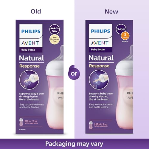 Image of Philips Avent Natural Response 3.0 Baby Bottle - 260ml Baby Milk Bottle, BPA Free for Babies│Pink │9 oz /260 ml│1 m+│SCY903 /11 MAXZIQF-CHARGER-M-1025