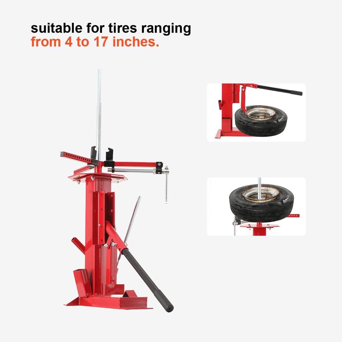 Universelles Reifenmontiergerät Manuell Reifenmontagegerät für 4" bis 17" Felgen Auto Motorrad, Reifenmontiermaschine aus Stahl zur Montage Demontage, Verstellbare Y-Klemmbacken Tyre Changer