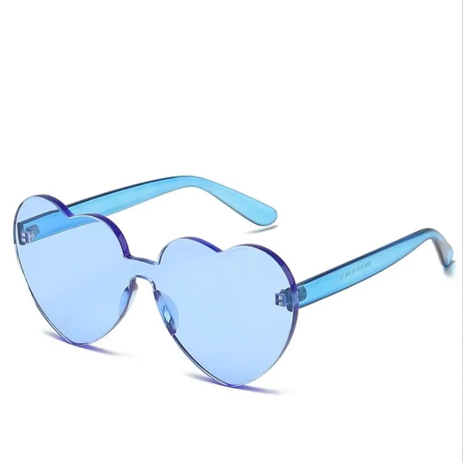 20pcs Heart Sunglasses for Women Men Rimless Eyewear Female Sun Glasses For Night Out Party(Blue)