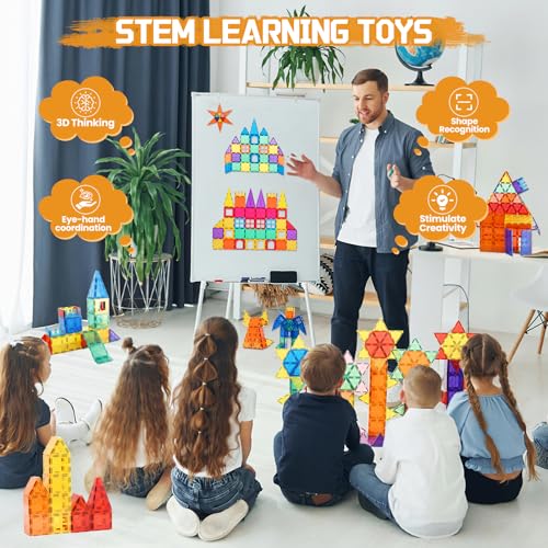 Paaxido Magnetic Tiles 130-Piece Set with 2 Cars — view 3