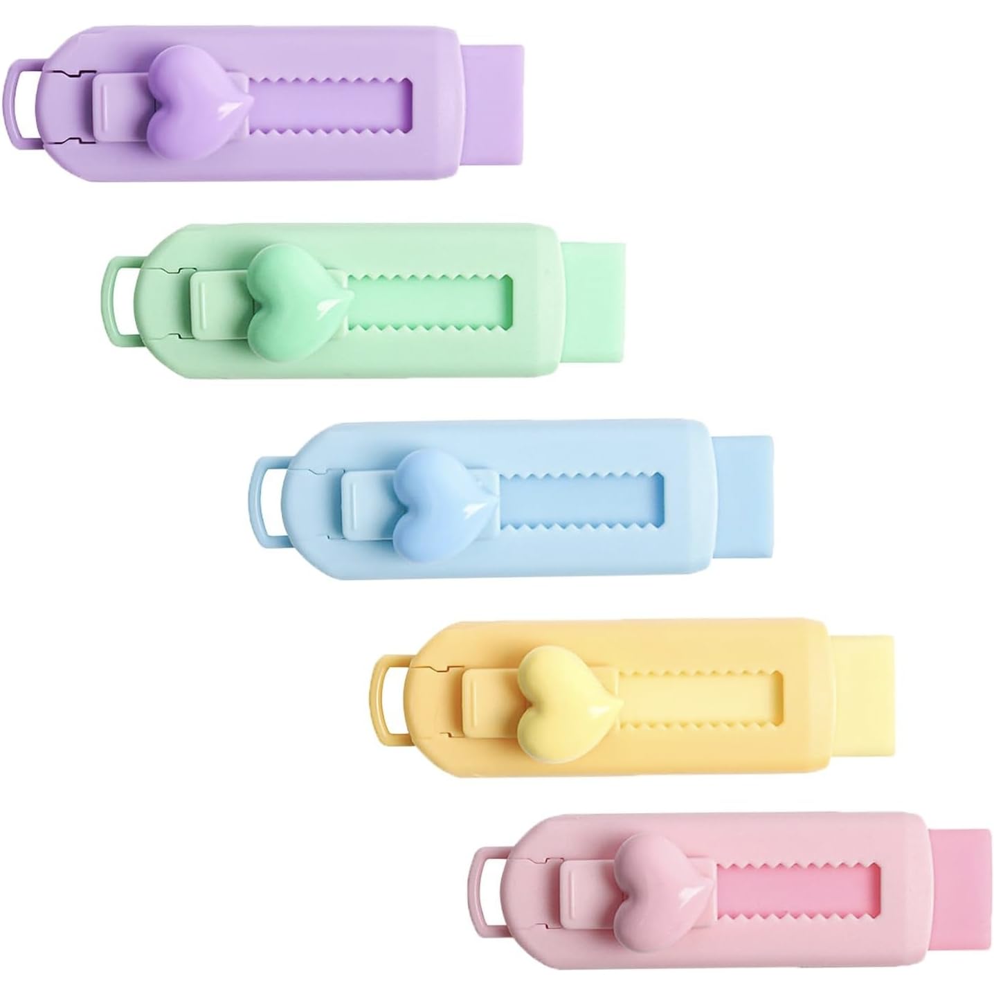 5Pcs Multicolor Sliding Retractable Pencil Eraser with Plastic Sleeve,Large Erasers for School Office,Art Erasers for Drawing,Standard Pencil Erasers,Office Products,Correction Products