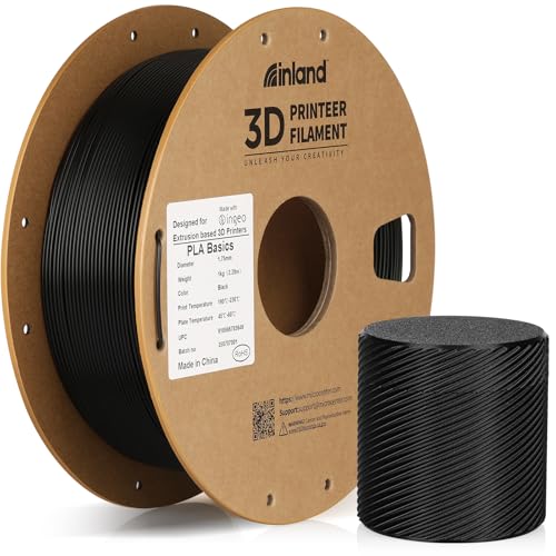 Inland PLA Basics Filament 1.75mm, 1kg Spool – Dimensional Accuracy ±0.02mm, Neatly...